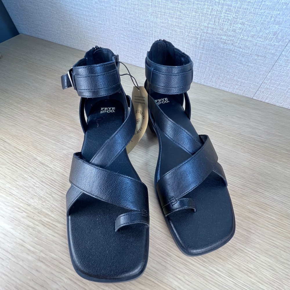 Frye and Co Tallu Black Strappy Gladiator Sandals Square Toe Size 11 - Picture 9 of 11